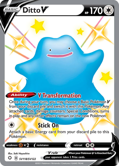 Ditto V SV118/SV122 Holo V Rare Shining Fates Shiny Vault Pokemon