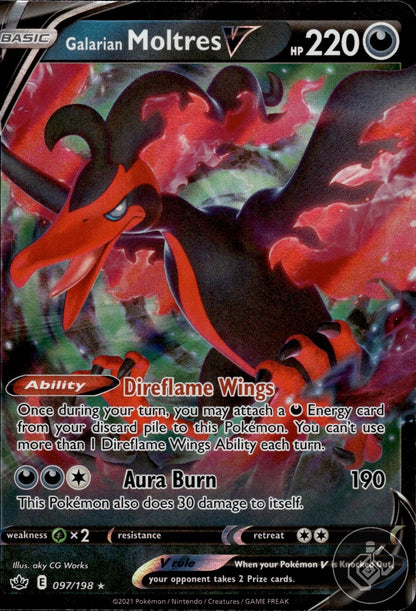 Galarian Moltres V 097/198 Holo V Rare Chilling Reign Pokemon
