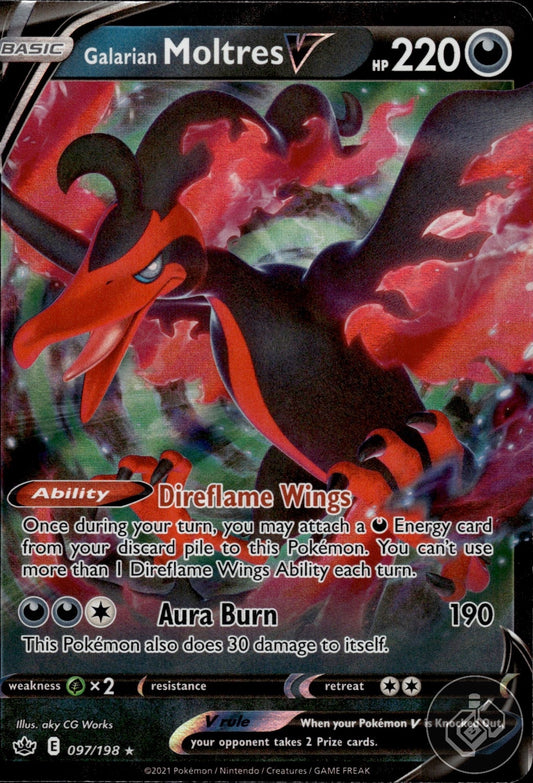 Galarian Moltres V 097/198 Holo V Rare Chilling Reign Pokemon