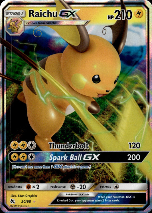 Raichu GX 20/68 Holo GX Rare Hidden Fates Pokemon