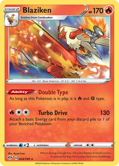 Blaziken 024/189 Holo Rare Darkness Ablaze Pokemon Holo