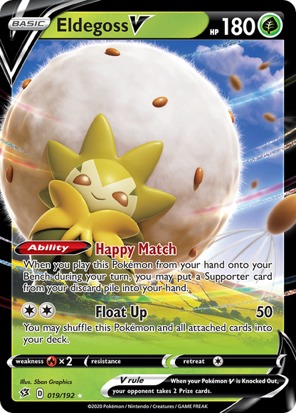 Eldegoss V 019/192 Holo V Rare Rebel Clash Pokemon