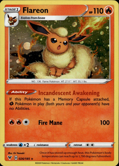Flareon 026/185 Rare Vivid Voltage Pokemon