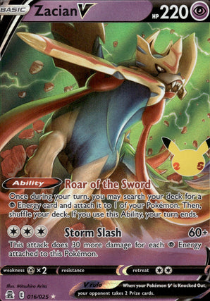 Zacian V 016/025 Holo V Rare Celebrations Pokemon