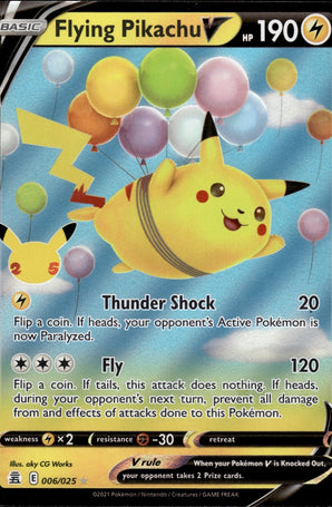 Flying Pikachu V 006/025 Holo V Rare Celebrations Pokemon