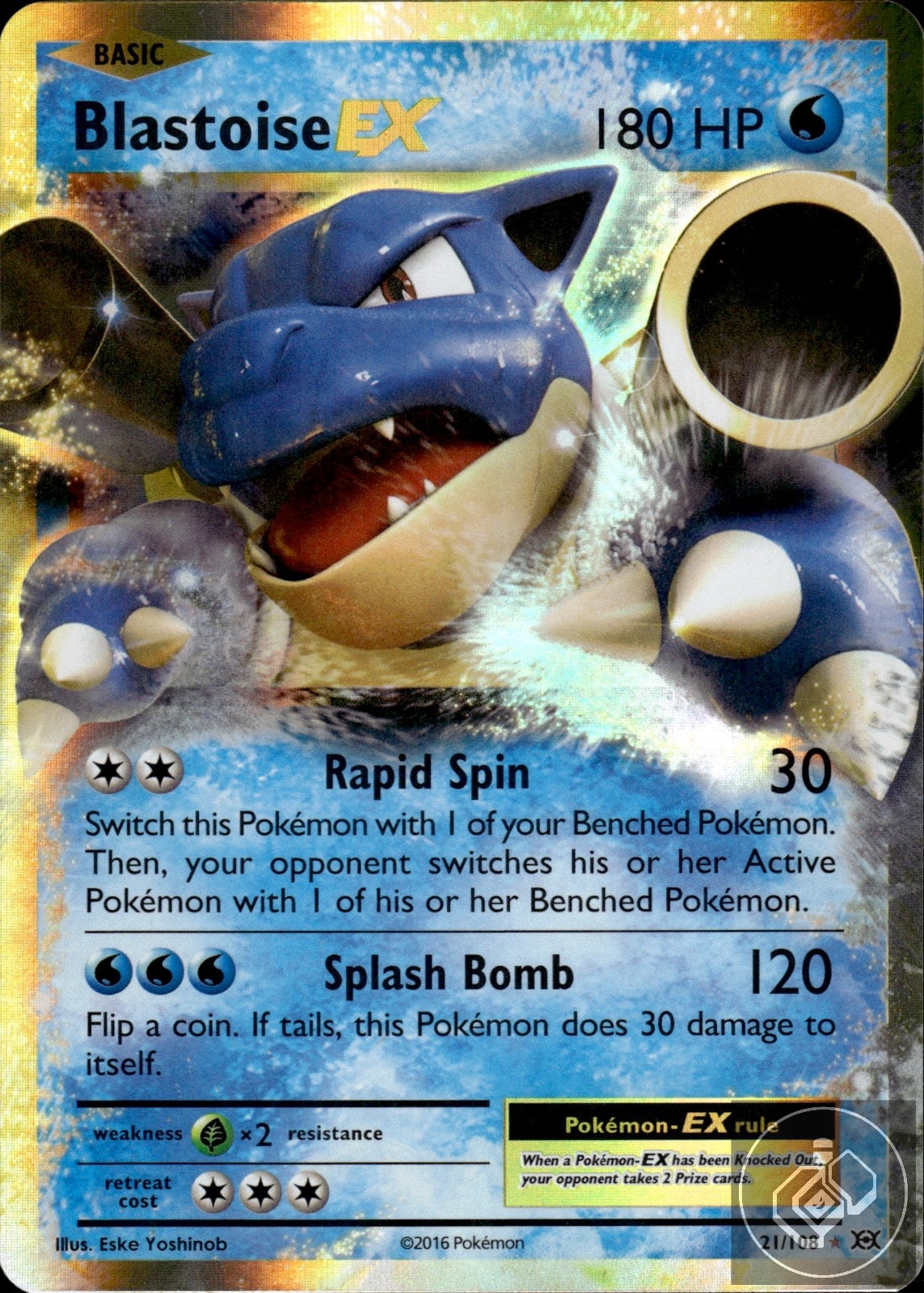 Blastoise EX 21/108 Holo EX Rare Evolutions Pokemon