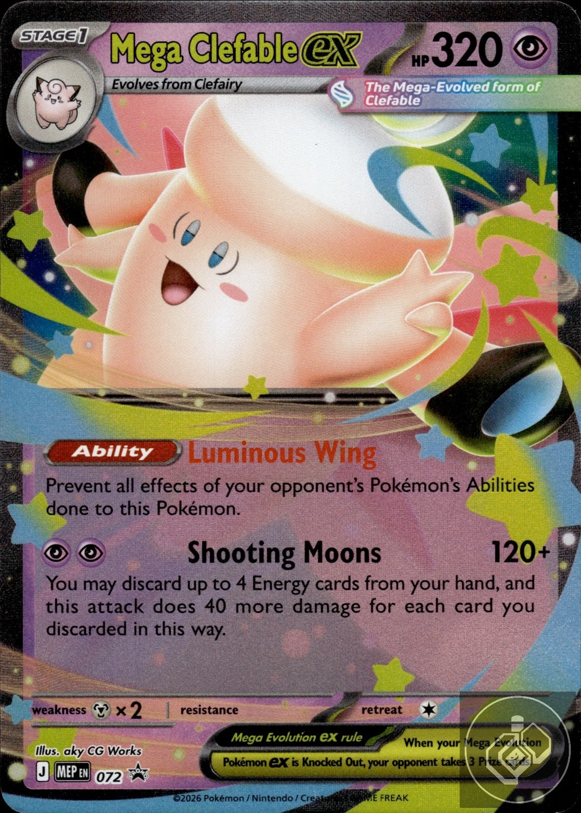 Mega Clefable ex 072 Holo Promo ME: Mega Evolution Promo Pokemon