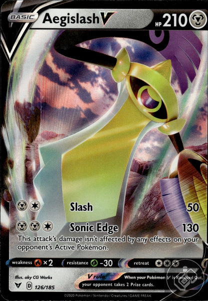 Aegislash V 126/185 Holo V Rare Vivid Voltage Pokemon
