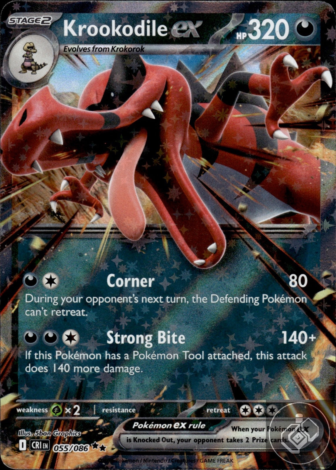 Krookodile ex 055/086 Double Rare Chaos Rising Pokemon