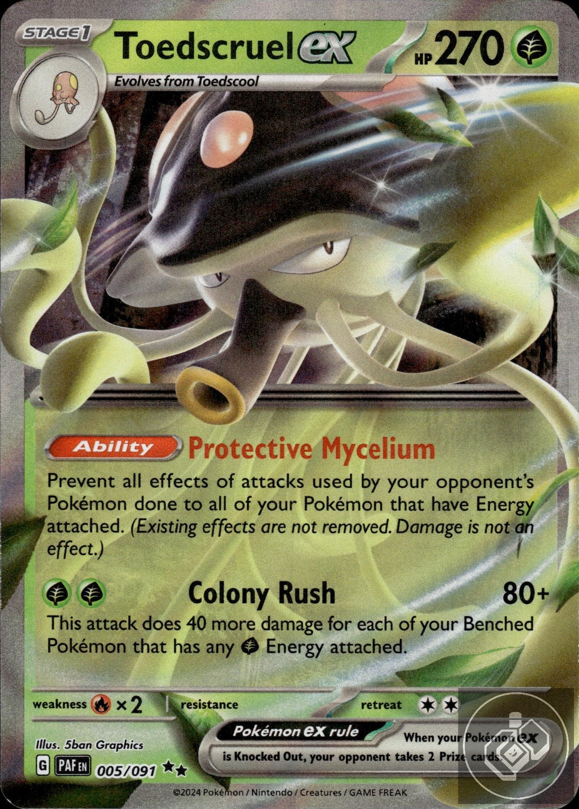 Toedscruel ex 005/091 Double Rare Paldean Fates Pokemon