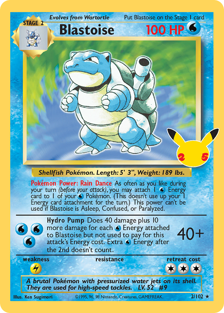 Blastoise 2/102 Classic Collection Celebrations: Classic Collection Pokemon