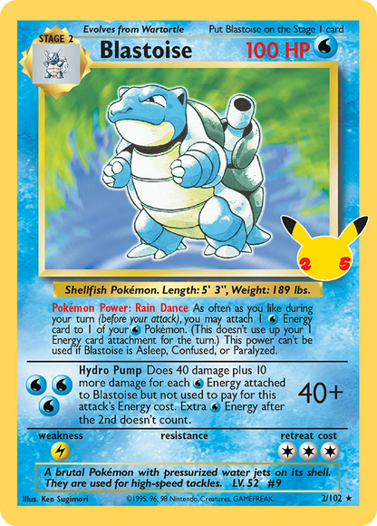 Blastoise 2/102 Classic Collection Celebrations: Classic Collection Pokemon