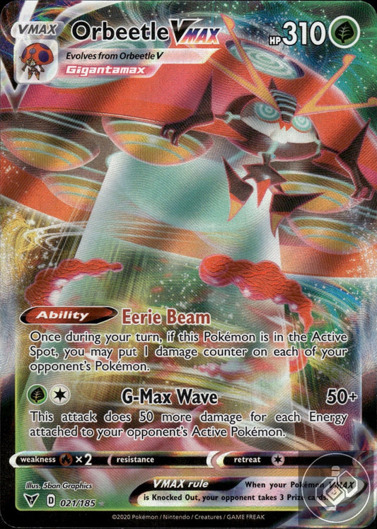 Orbeetle VMAX 021/185 Holo VMAX Rare Vivid Voltage Pokemon