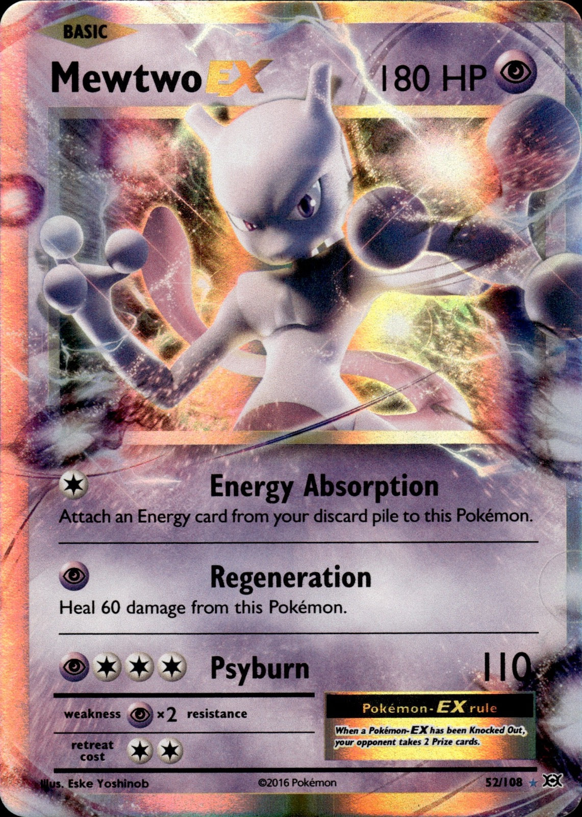 Mewtwo EX 52/108 Holo EX Rare Evolutions Pokemon