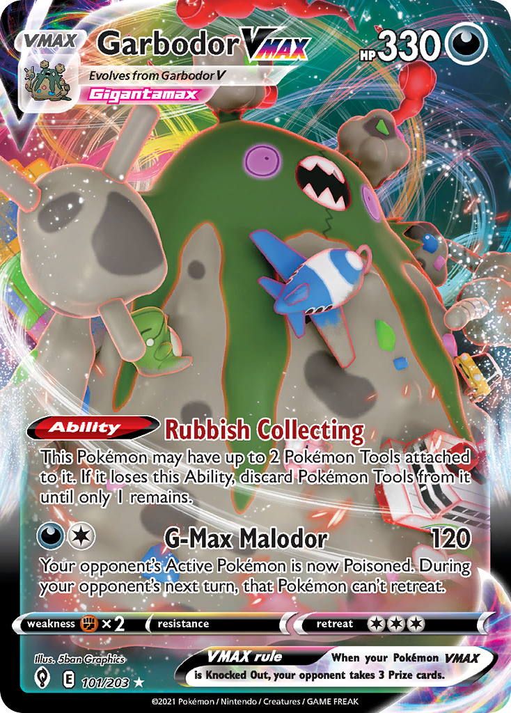 Garbodor VMAX 101/203 Holo VMAX Rare Evolving Skies Pokemon