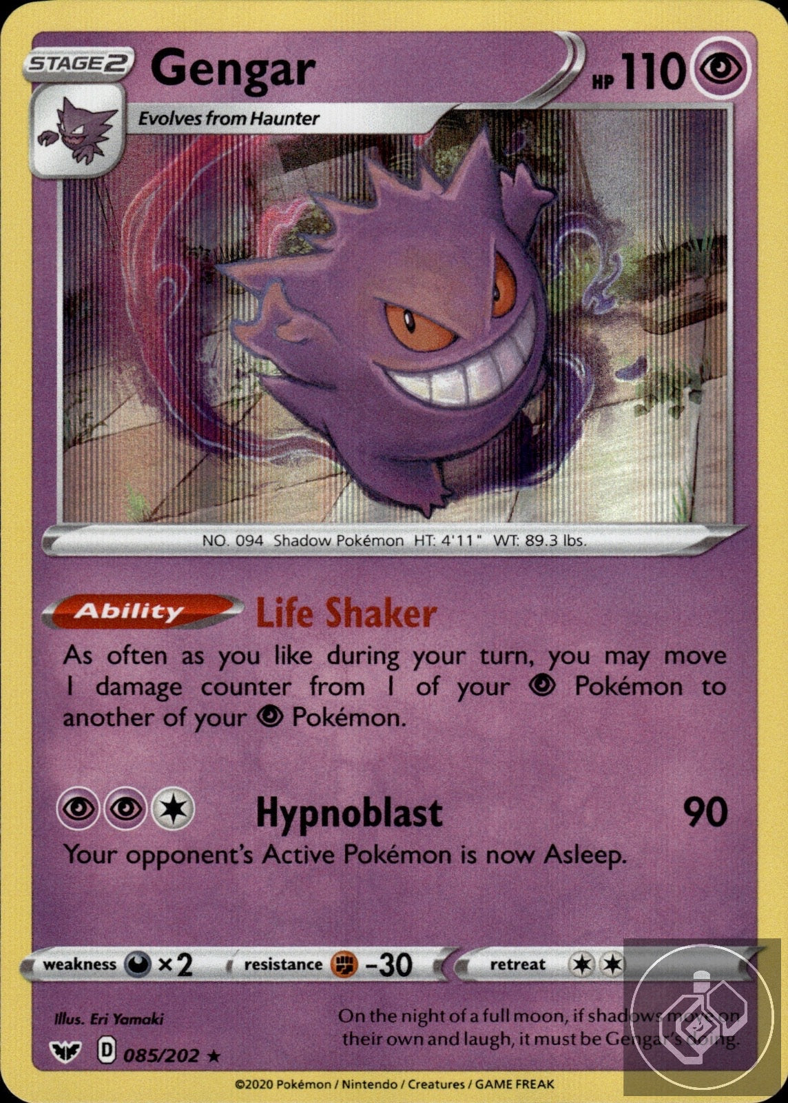 Gengar 085/202 Holo Rare Sword & Shield Pokemon Holo