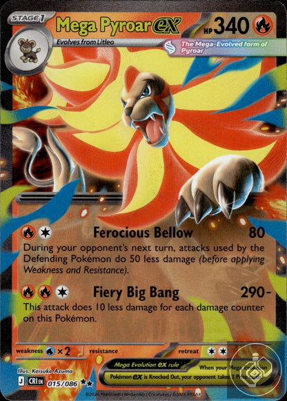 Mega Pyroar ex 015/086 Double Rare ME04: Chaos Rising Pokemon