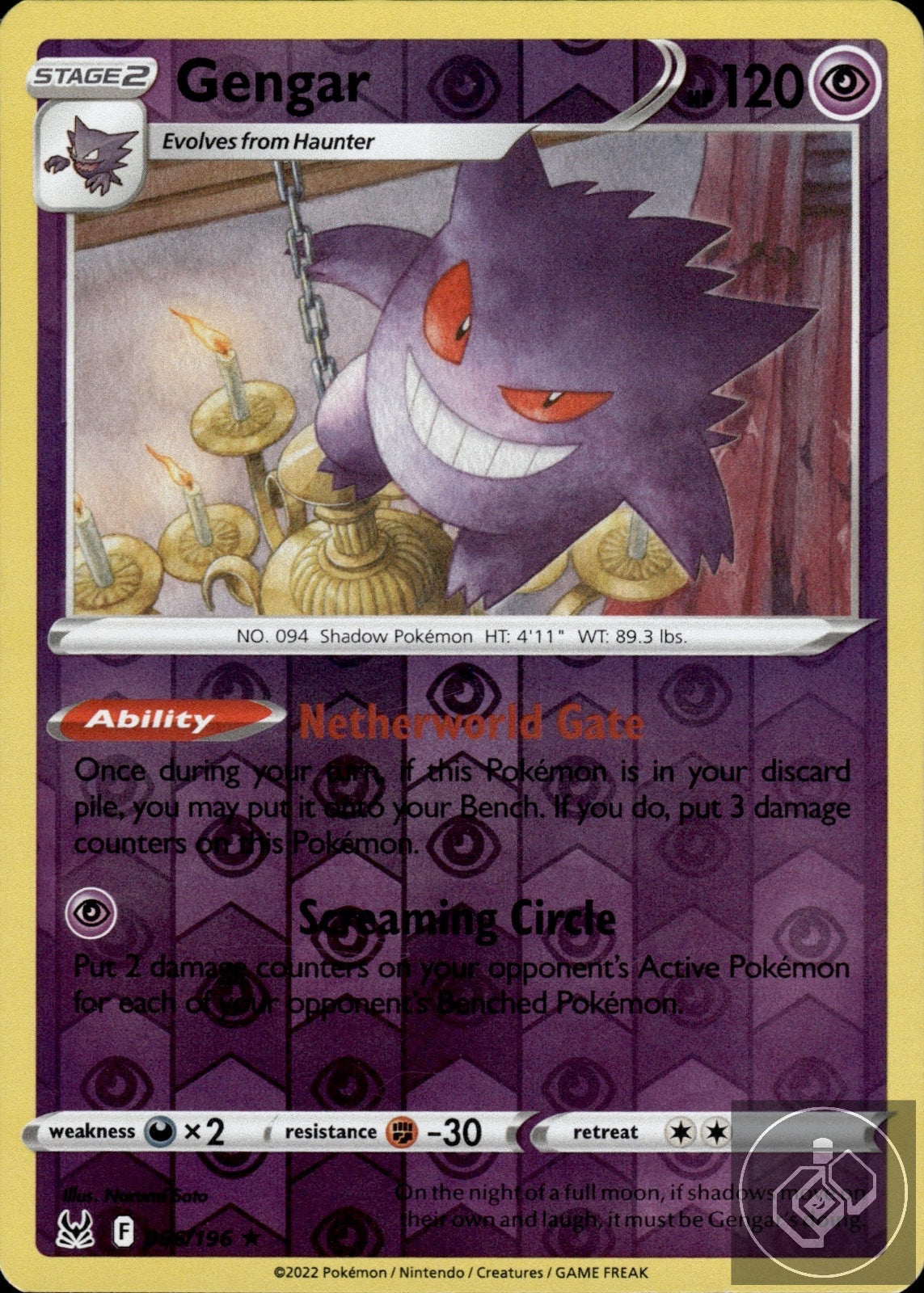 Gengar 066/196 Holo Rare Lost Origin Pokemon Reverse Holo