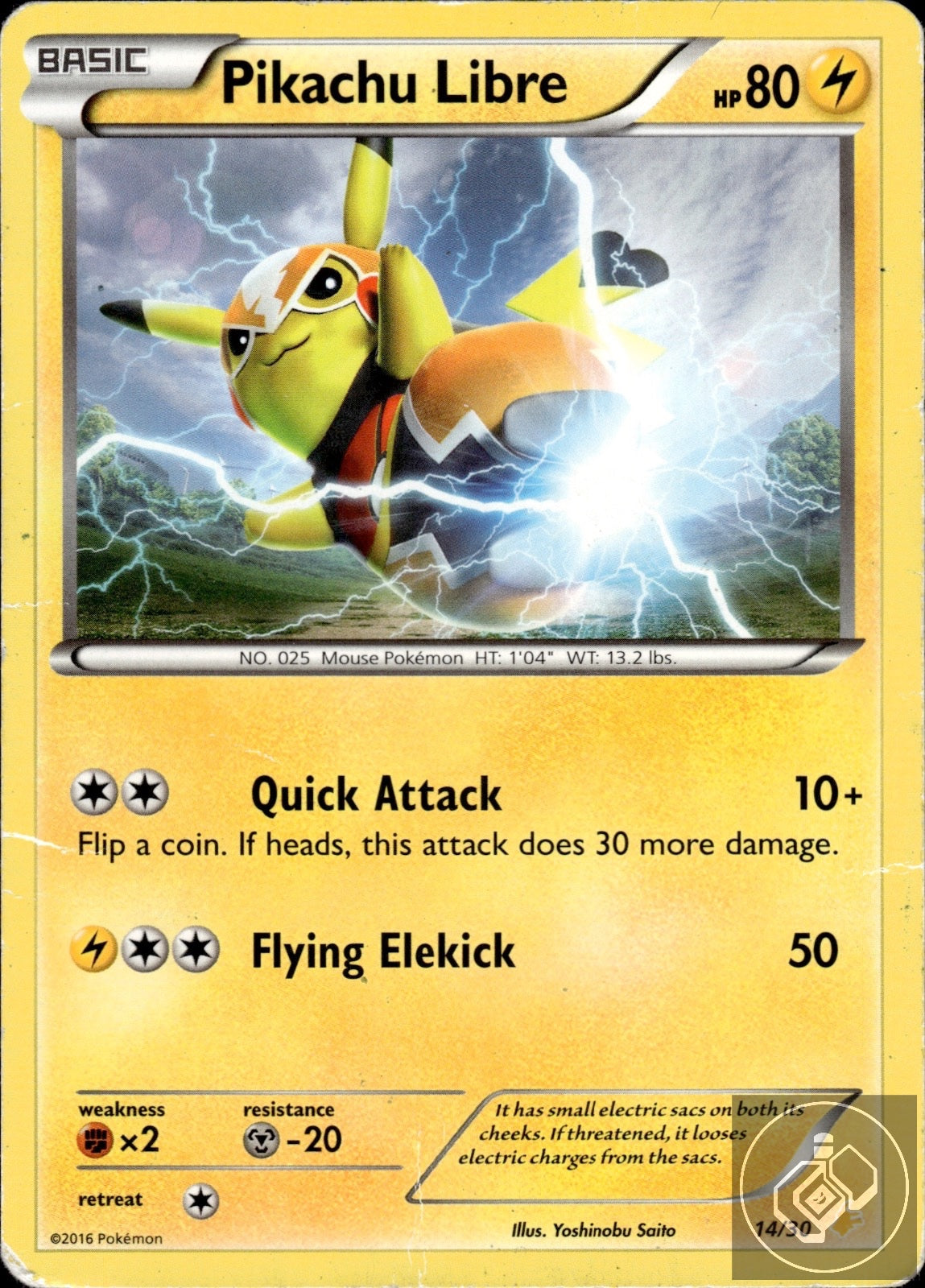 Pikachu Libre (14 14/30 Common XY Trainer Kit: Pikachu Libre & Suicune Pokemon