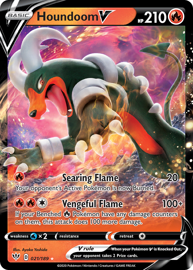 Houndoom V 021/189 Holo V Rare Darkness Ablaze Pokemon