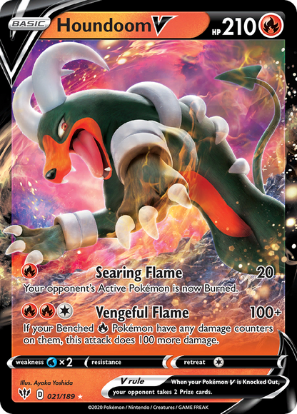 Houndoom V 021/189 Holo V Rare Darkness Ablaze Pokemon