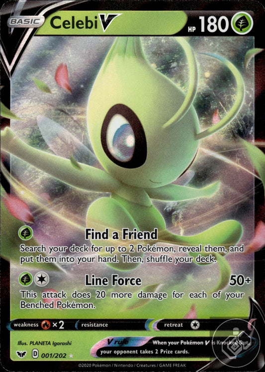 Celebi V 001/202 Holo V Rare Sword & Shield Pokemon