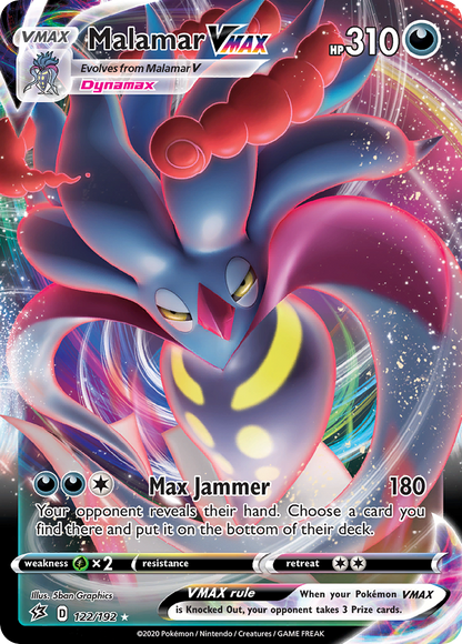 Malamar VMAX 122/192 Holo VMAX Rare Rebel Clash Pokemon