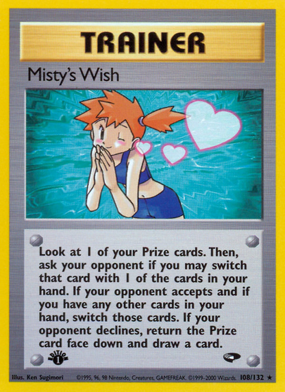 Misty's Wish 108/132 Rare Gym Challenge Pokemon 1st Edition