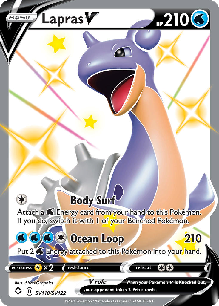 Lapras V SV110/SV122 Holo V Rare Shining Fates Shiny Vault Pokemon