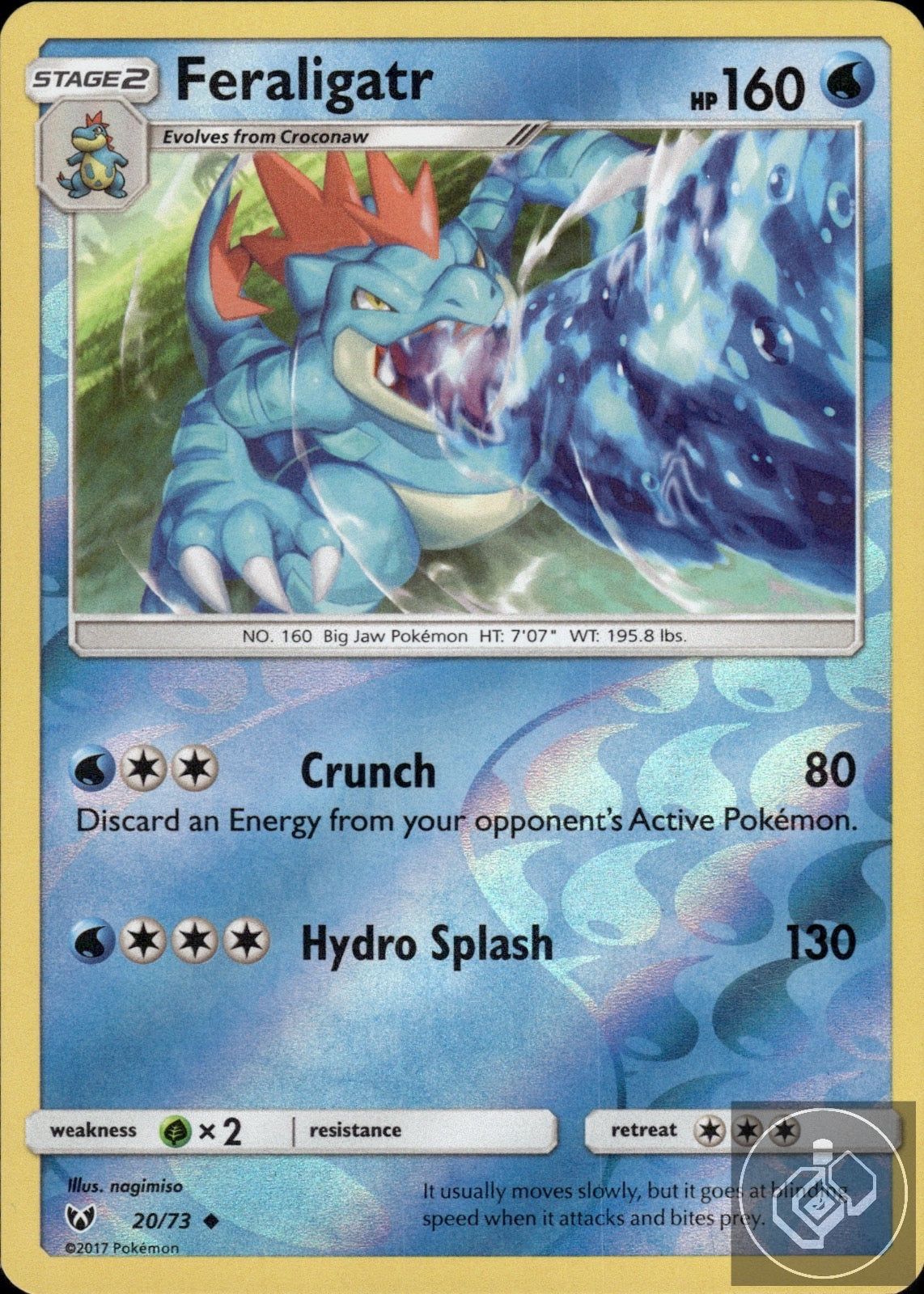 Feraligatr 20/73 Uncommon Shining Legends Pokemon Reverse Holo