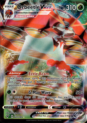 Orbeetle VMAX 021/185 Holo VMAX Rare Vivid Voltage Pokemon