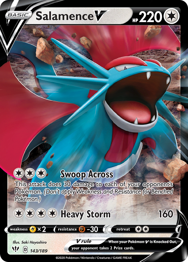 Salamence V 143/189 Holo V Rare Darkness Ablaze Pokemon