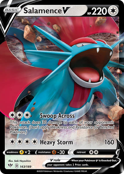 Salamence V 143/189 Holo V Rare Darkness Ablaze Pokemon