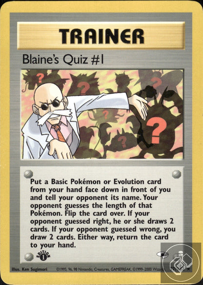 Blaine's Quiz #1 97/132 Rare Gym Heroes Pokemon 1st Edition