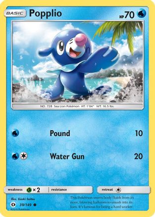 Popplio 39/149 Common SM Base Set Pokemon