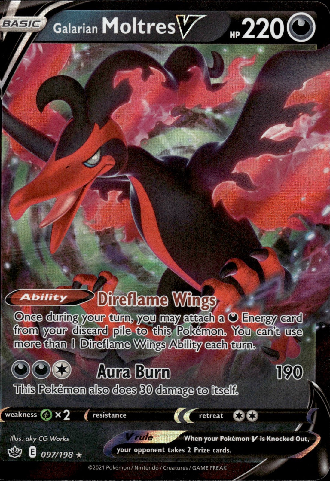 Galarian Moltres V 097/198 Holo V Rare Chilling Reign Pokemon