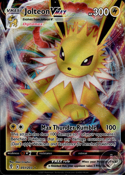 Jolteon VMAX 051/203 Holo VMAX Rare Evolving Skies Pokemon