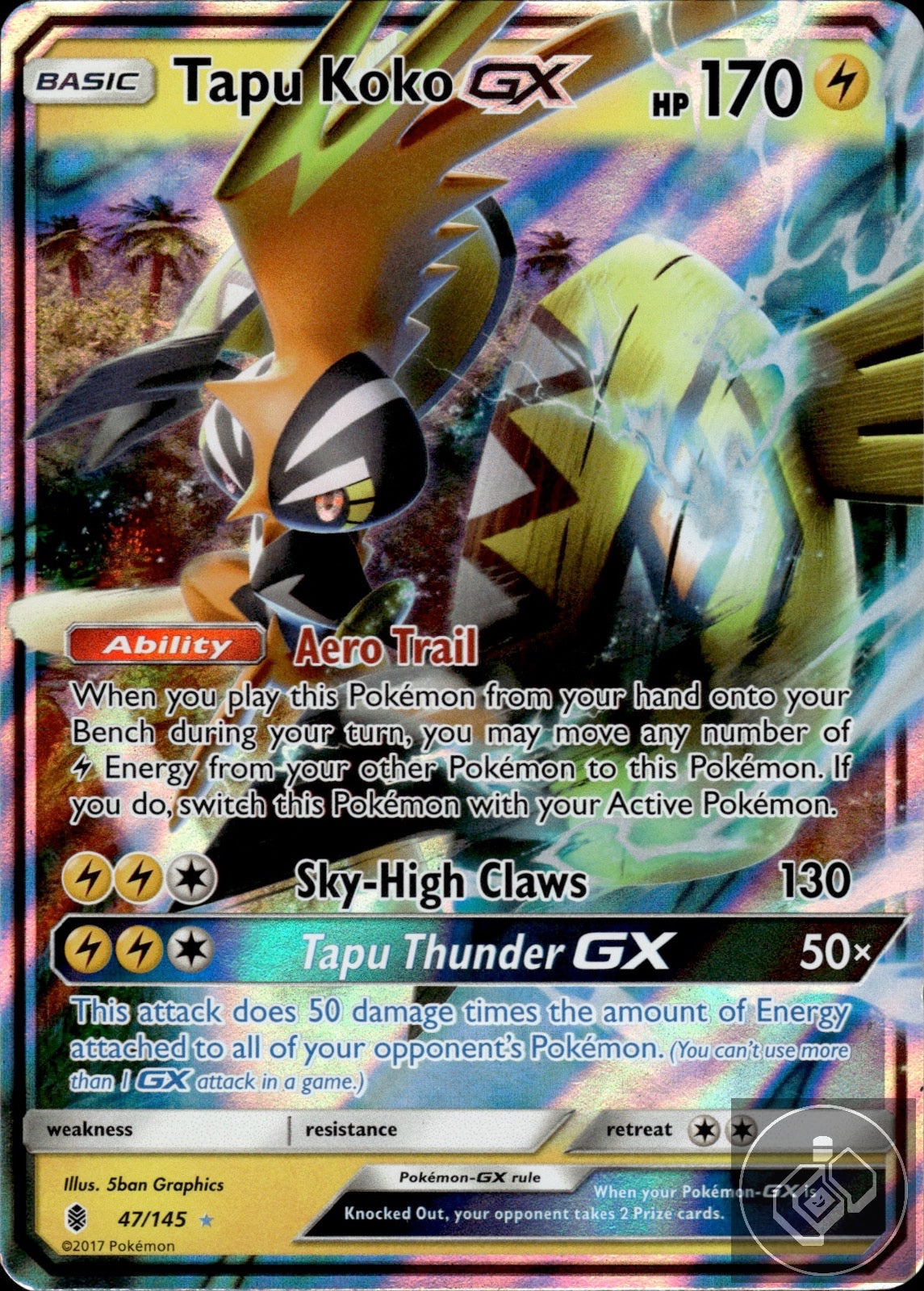 Tapu Koko GX 47/145 Holo Ultra Rare Guardians Rising Pokemon