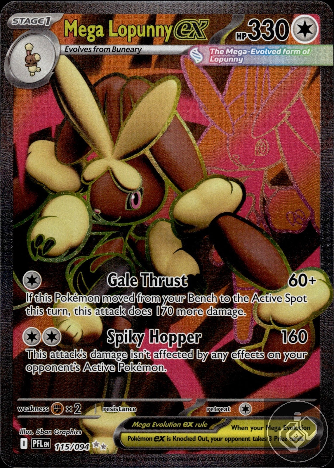 Mega Lopunny ex 115/094 Ultra Rare Phantasmal Flames Pokemon