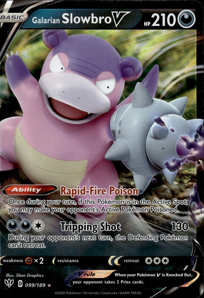 Galarian Slowbro V 099/189 Holo V Rare Darkness Ablaze Pokemon