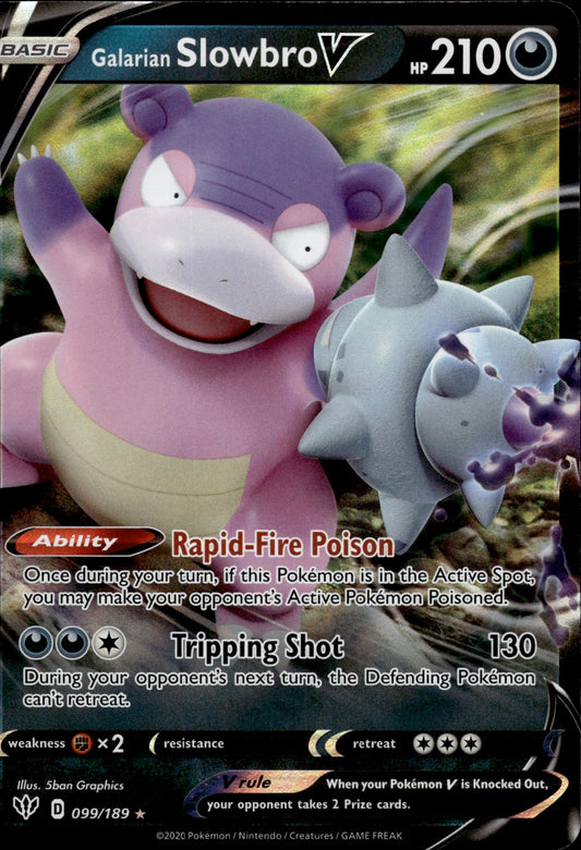 Galarian Slowbro V 099/189 Holo V Rare Darkness Ablaze Pokemon