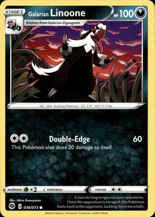 Galarian Linoone 036/073 Common Champion's Path Pokemon