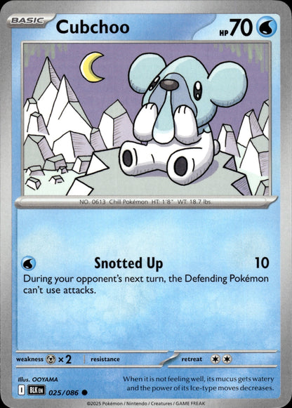 Cubchoo 025/086 Common SV: Black Bolt Pokemon
