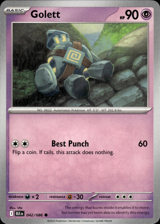 Golett 042/086 Common SV: Black Bolt Pokemon