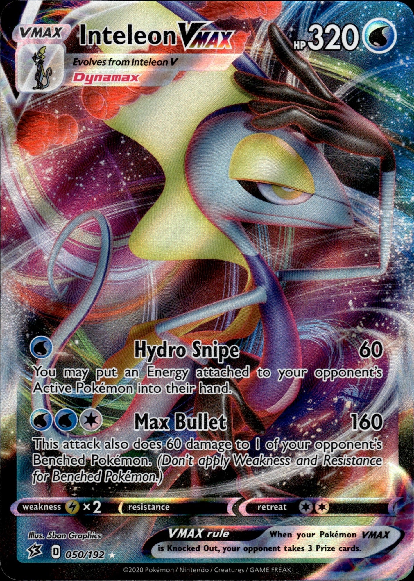 Inteleon VMAX 050/192 Holo VMAX Rare Rebel Clash Pokemon