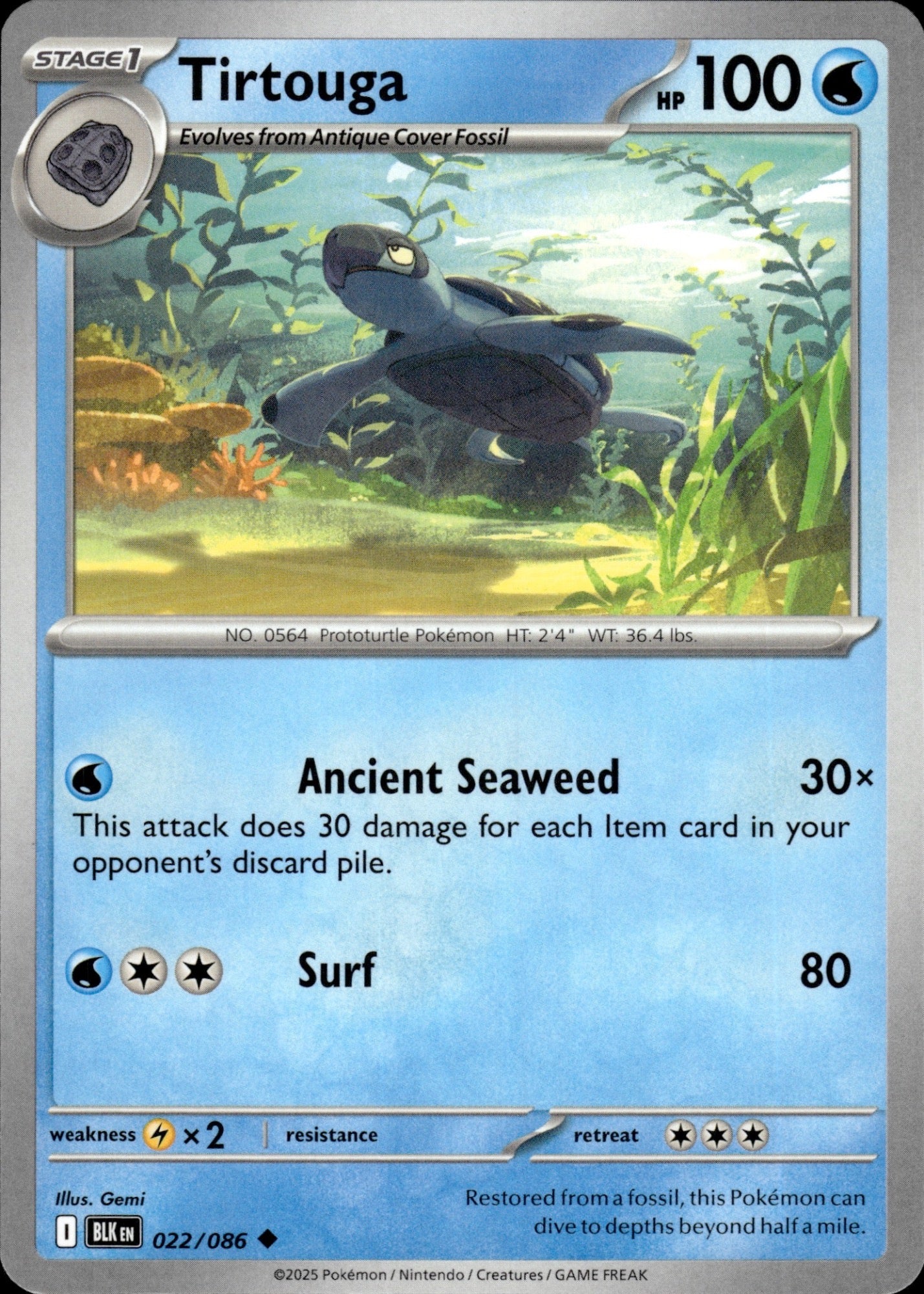 Tirtouga 022/086 Uncommon SV: Black Bolt Pokemon