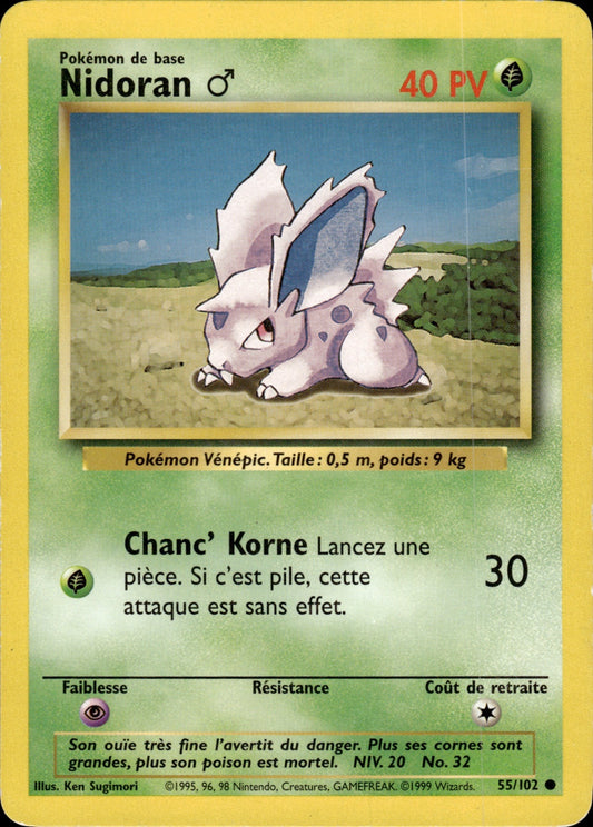 Nidoran M 55/102 Common Base Set Unlimited Pokemon