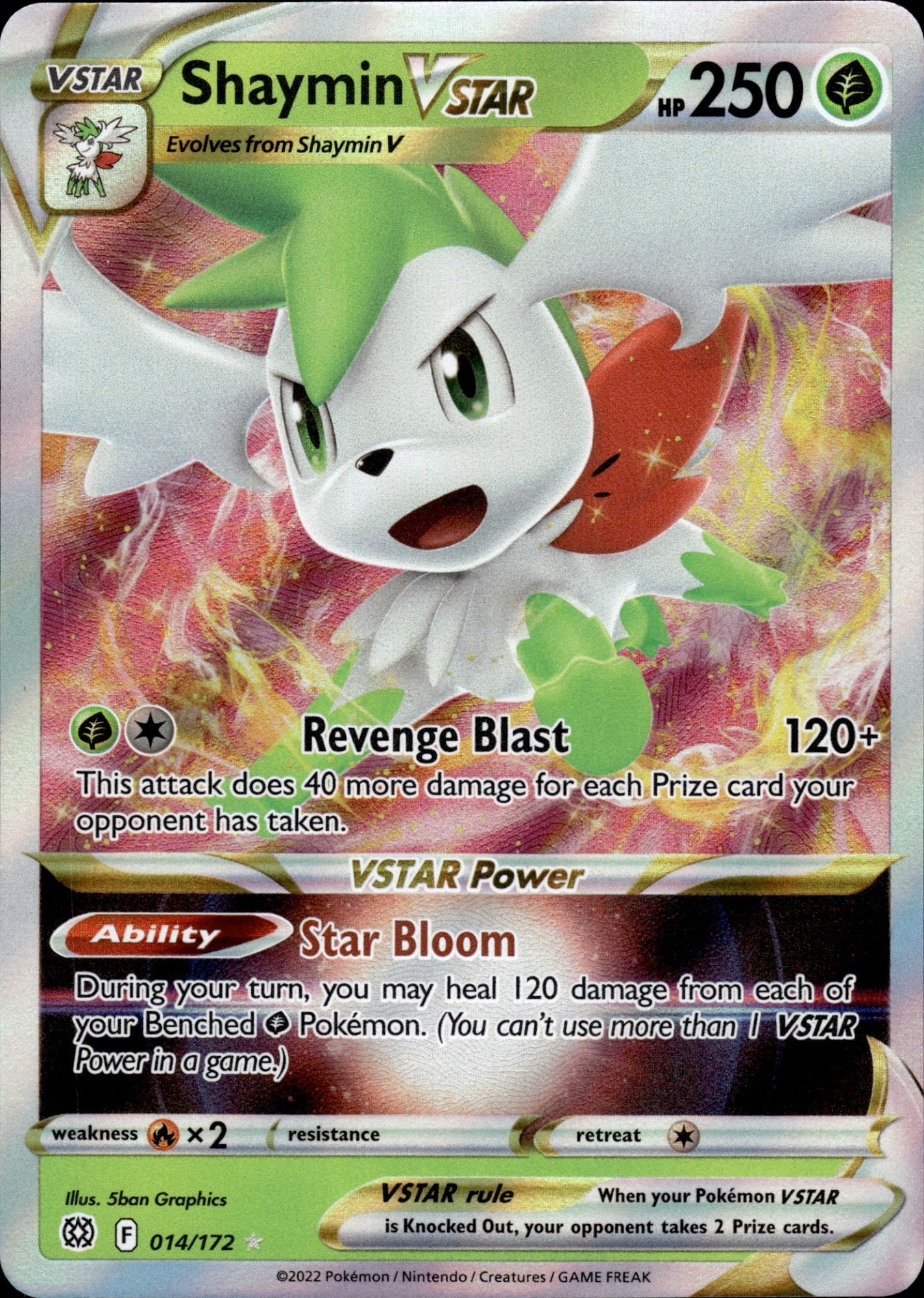 Shaymin VSTAR 014/172 Holo VSTAR Rare Brilliant Stars Pokemon Holo