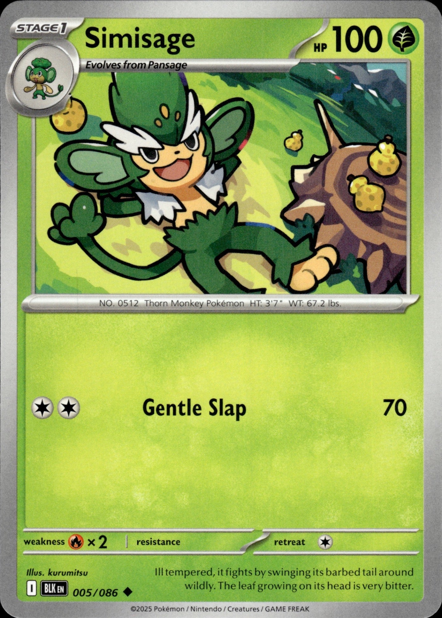 Simisage 005/086 Uncommon SV: Black Bolt Pokemon