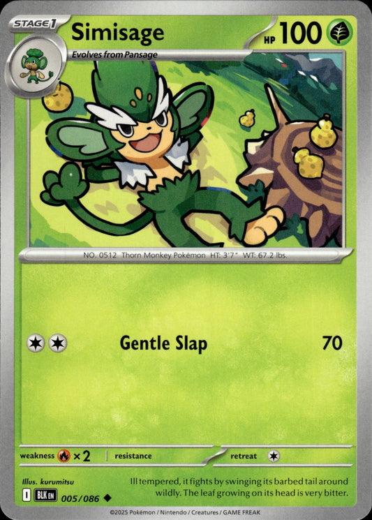 Simisage 005/086 Uncommon SV: Black Bolt Pokemon